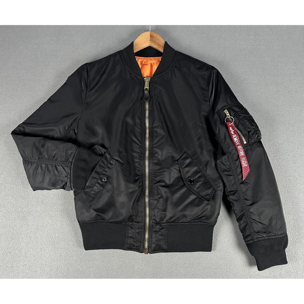 Alpha Industries Bomber Jacket Small Black MA-1 Flight Military Fighter Pilot